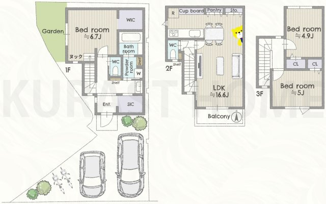 京都市伏見区久我石原町　未入居物件の間取り