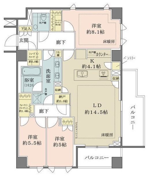 千代田区六番町の賃貸マンションの間取り