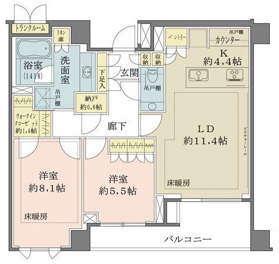 千代田区六番町の賃貸マンションの間取り