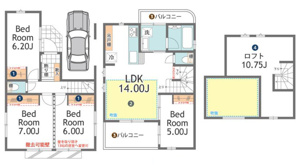 【参考プラン】 | 4LDK+ロフト(建物参考価格2,123.44万円、89.86平米)