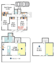 【参考プラン】 | 4LDK+ロフト＋大バルコニー(建物参考価格2,123.44万円、79.78平米)