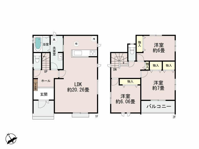ハートフルタウン下野市緑３丁目１期　新築一戸建ての間取り|３号棟