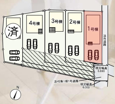 【区画図】 | 前橋市下細井町第１０（１号棟） | 区画図