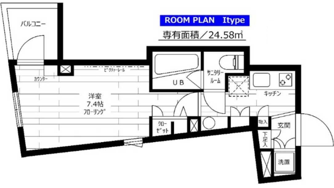 グランドコンシェルジュ用賀アジールコート　ネット無料　分譲賃貸　角部屋の間取り