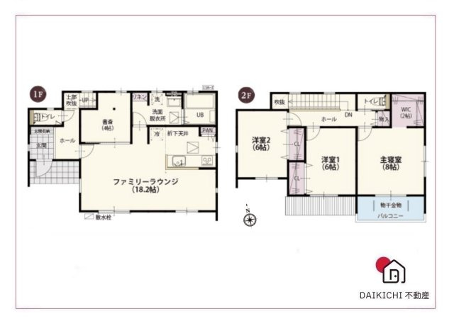【間取り】 | 本庄市西五十子第２期　ワイウッドコート　新築戸建　全7区画　1号棟 | 1号棟