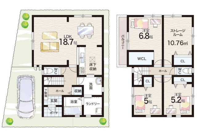 加古川市平岡町二俣　新築一戸建ての間取り