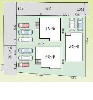 ★★うるま市豊原2期-3号棟（全3棟）の区画図|駐車スペース
