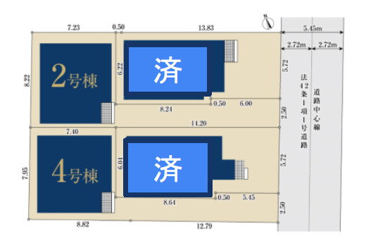 杉並区上井草4丁目　急行停車駅　省エネ住宅　最終2棟の区画図