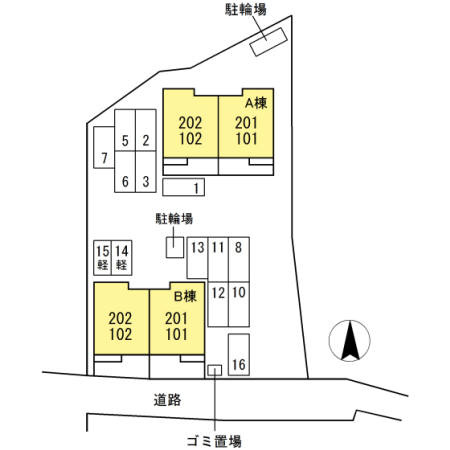 シャンボール B棟の区画図
