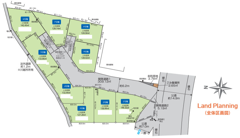 建築条件なし売地の土地図