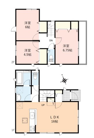志木市本町２丁目の新築一戸建の間取り|急行停車駅の「志木駅」利用で便利♪
住宅性能評価書付きで安心の新築一戸建て　全2棟！
資料請求やご見学などお気軽にお問い合わせください。

