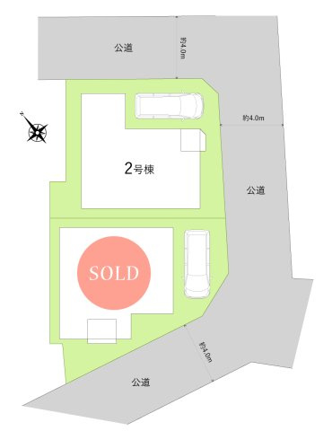 志木市本町２丁目の新築一戸建の区画図|角地につき陽当り・通風良好♪