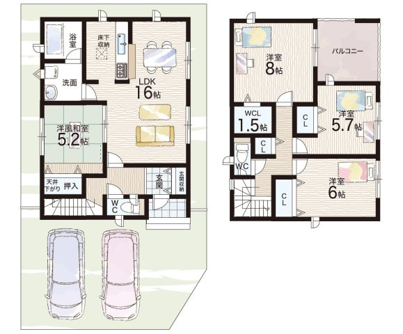 岩出市南大池　第2期　新築一戸建ての間取り