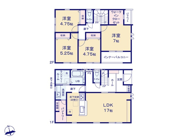 石岡市東光台第1　新築戸建の間取り
