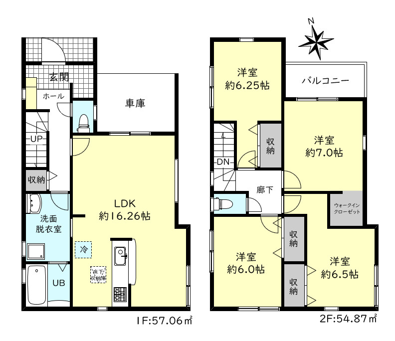 神戸市垂水区仲田2丁目新築戸建２号棟の間取り