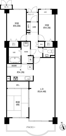 【間取り】 | 東戸塚アーバンコンフォート壱番館 | ファミリーにぴったりの3LDKの間取りです！