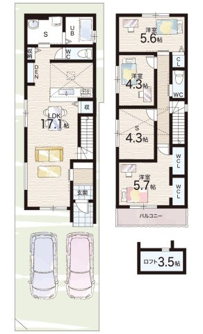 現地説明会開催　大津市長等　第1期　新築一戸建ての間取り|1号地
