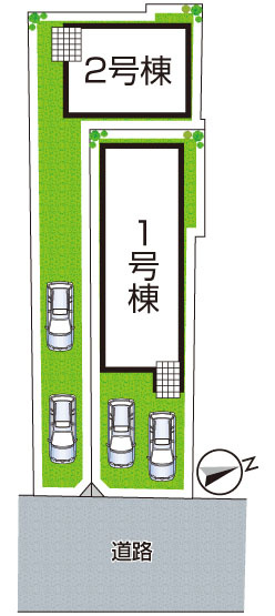 現地説明会開催　大津市長等　第1期　新築一戸建ての区画図|全２区画