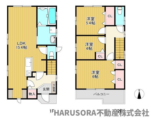 生駒市小明町　２階建の間取り