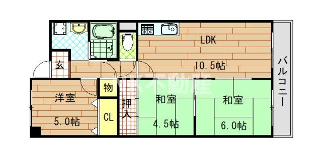 【間取り】 | デイグランロイヤルヴィラ（荒本賃貸） | 間取りです