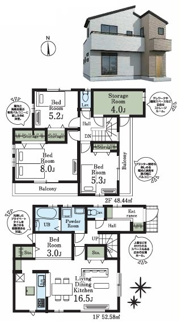 【間取り】 | 川越市木野目　新築分譲　JR川越線『南古谷駅』徒歩16分　【牛子小学区】
