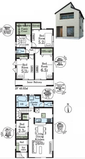 【間取り】 | 川越市木野目　新築分譲　JR川越線『南古谷駅』徒歩16分　【牛子小学区】