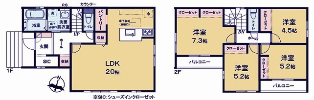 坂戸市鶴舞2丁目　新築分譲　東武越生線『一本松駅』徒歩18分　【浅羽野小学区】の間取り