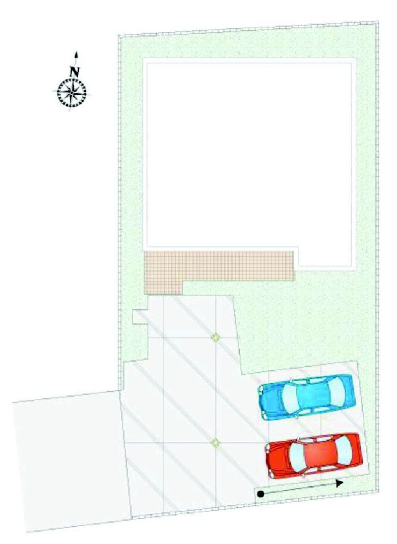 前橋市下細井町（平屋）新築住宅の区画図|駐車場4台ご用意しています！来客時も重宝しますよ♪