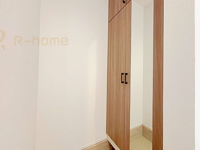 我孫子市青山台2丁目第1期　新築戸建て　2号棟の玄関|お出かけ時に嬉しいミラー付きのシューズボックス！