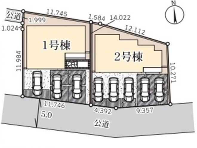 【仲介手数料無料】新築戸建　深谷市田所町4-5（全2棟）の区画図