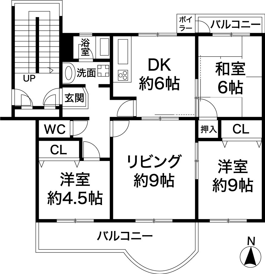 名谷１５団地　６４号棟の間取り