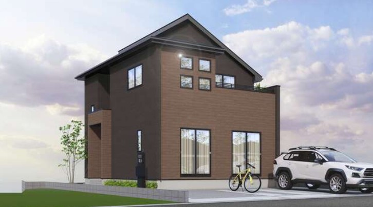 仙台市太白区四郎丸14期　ゆとりの庭付き新築戸建♪の外観パース