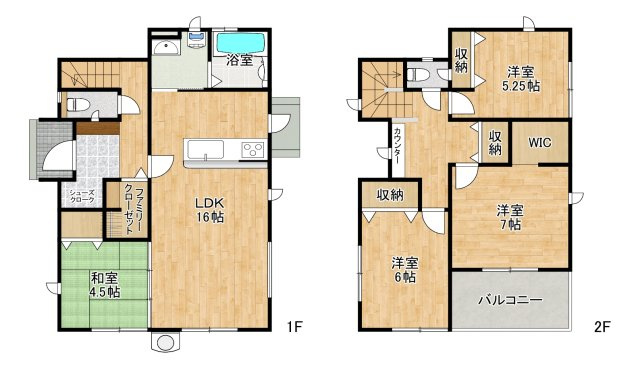 仙台市太白区四郎丸14期　ゆとりの庭付き新築戸建♪の間取り