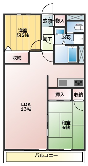 笹コーポ戸田の間取り