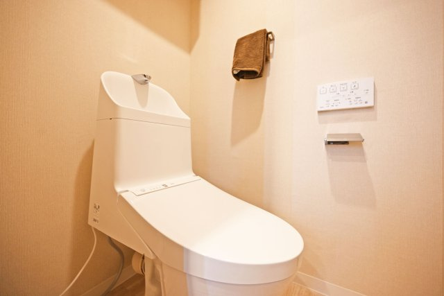 マンション塚口のトイレ|余計なものが排されたシンプルなお手洗いです。お好みで絵やオブジェで飾りつけして、自分の色を出しやすくなっております。