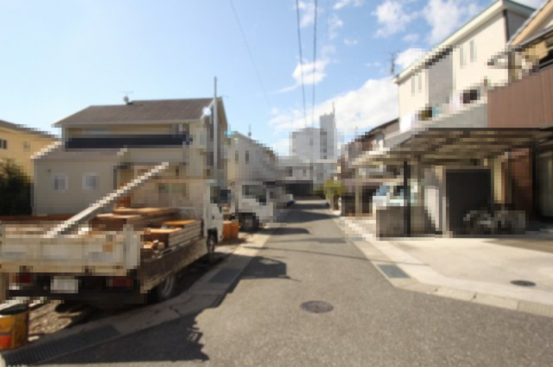 鴨部2丁目　1号棟　新築戸建　の前面道路含む現地写真