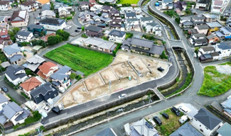 【前面道路含む現地写真】 | ガーデンヒルズ内野5 | 現地航空写真　2025年9月撮影