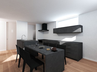 【完成予想図】 | ガーデンヒルズ内野5 | アイランドキッチンは、「GRAFTEKT」を採用。機能面はもちろん、洗練されたデザインで、日々の暮らしを豊かな気分にさせてくれます。