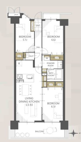 グレーシィ須磨アルテピアⅢ番街の間取り