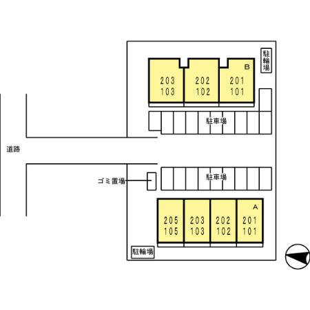 ファミーユ凪A棟の区画図