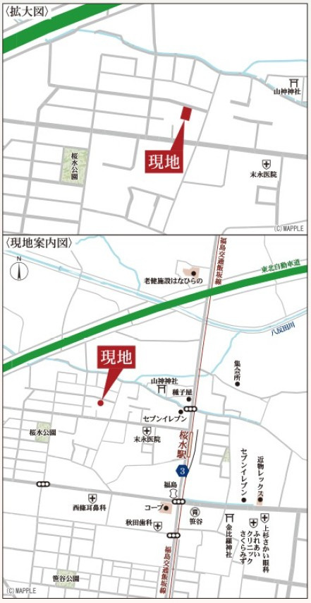 新築戸建・新築建売　笹谷桜水第6　笹谷小・信陵中の地図|現地案内図