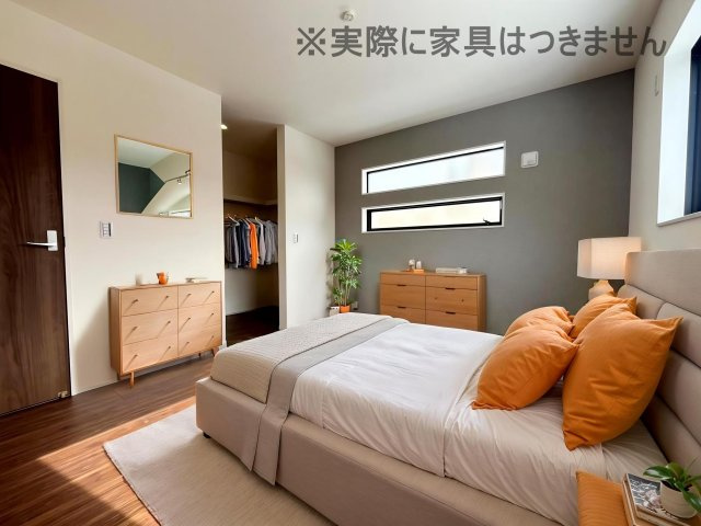 新築戸建・新築建売　笹谷桜水第6　笹谷小・信陵中の洋室|画像はバーチャルホームステージングの加工による演出で、実際の家具は付きません。