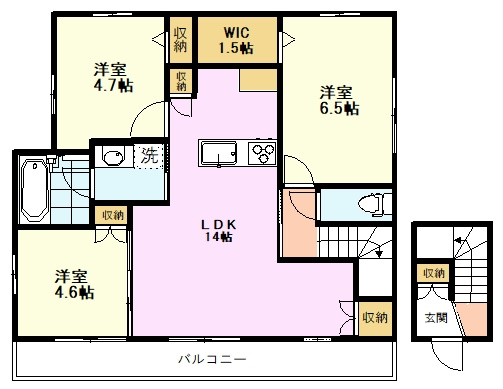 【間取り】 | シトラスハウス井の頭 | シトラスハウス井の頭、201号室、3LDK