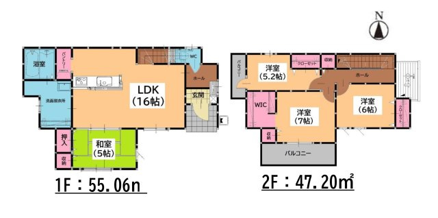 福岡市東区多々良2丁目第5-1棟（1号棟）の間取り|全居室収納付きで便利です。