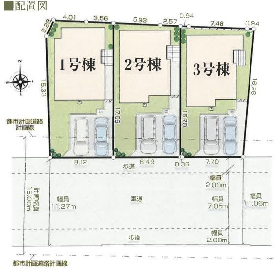 秦野市入船町新築戸建て　1号棟の区画図|配置図「秦野市入船町新築戸建て」