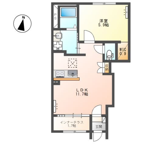 仮）シェルルスターテラス上戸祭の間取り