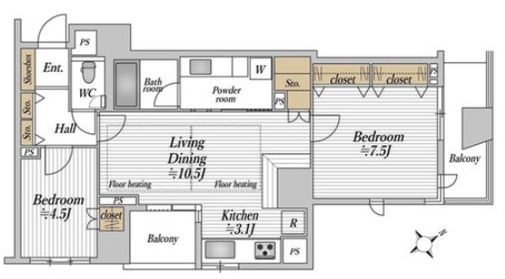 【間取り】 | ★仲介手数料無料★高輪シティハウス（免震構造　大規模な再開発品川駅徒歩圏内）