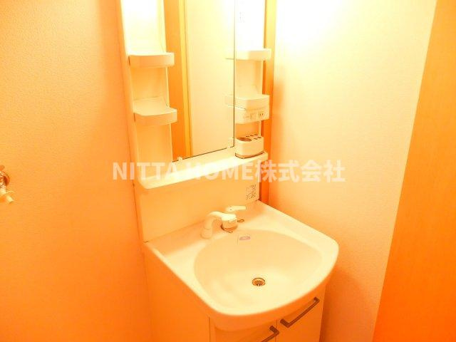 ラフォーレ柏原の洗面所|シャワー付きの洗面化粧台もあります♪