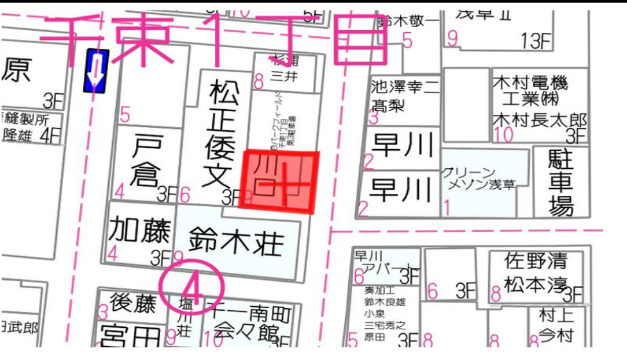 台東区千束１丁目の古家付売地の地図