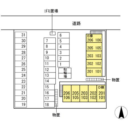 サンハイツ小中島　Eの区画図